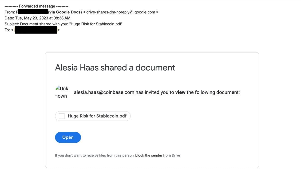 Phishing email