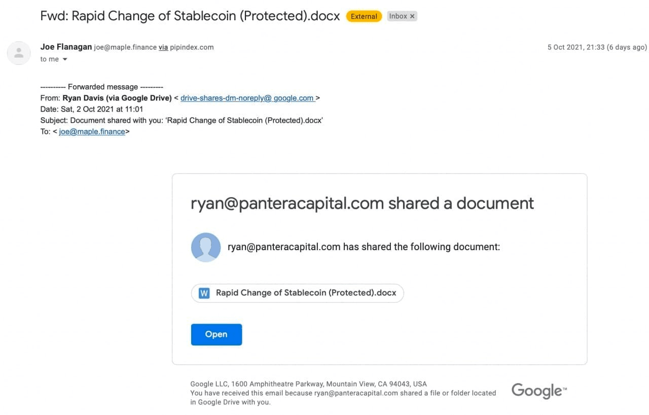 Phishing email